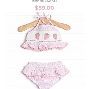Charming Pink Strawberry Bikini Set for Kids